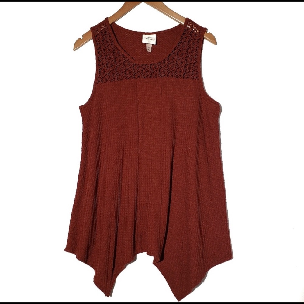 Knox Rose Waffle Weave Asymmetrical Tank